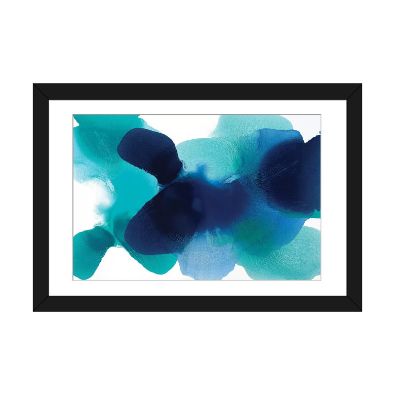 « free form blues », impression sur toile, H 16 po x l 24 po x P 1 po, Papier d'art encadré noir, Blanc