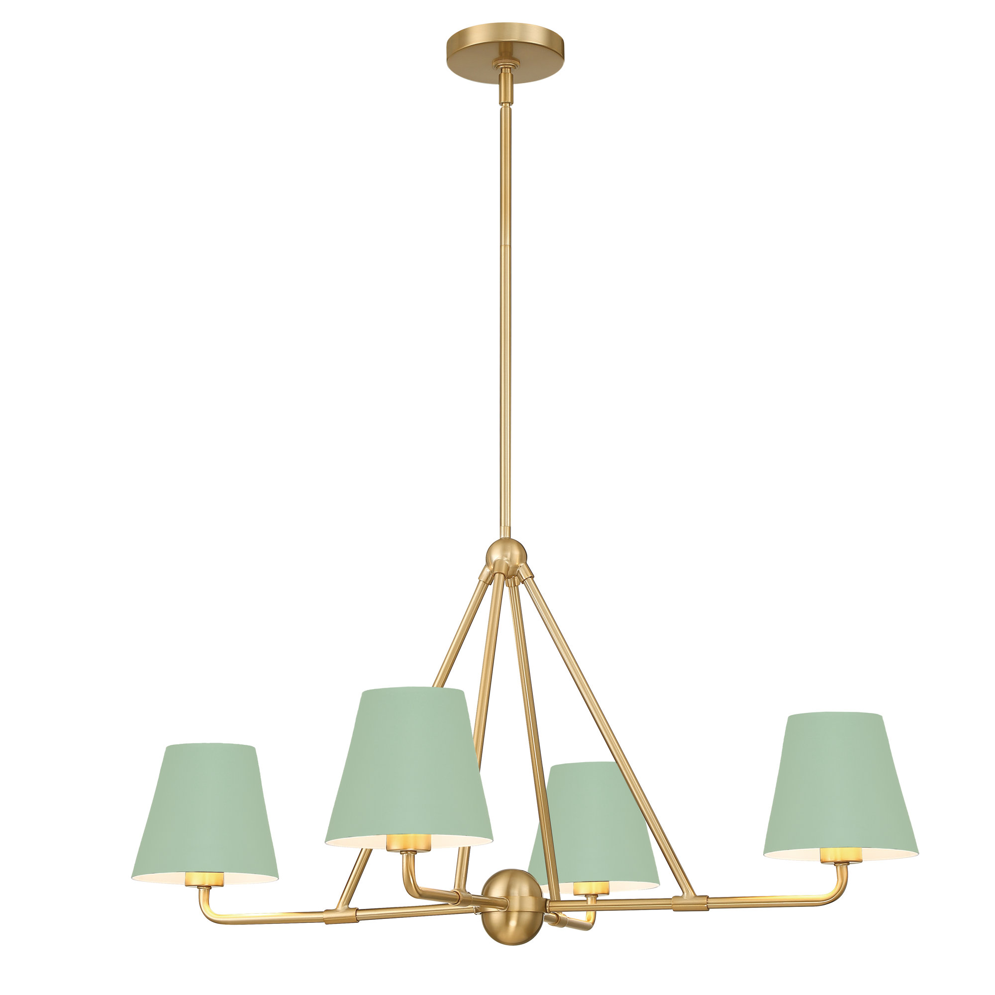 Kinston 4 - Light Shaded Classic Chandelier, Green, Gold