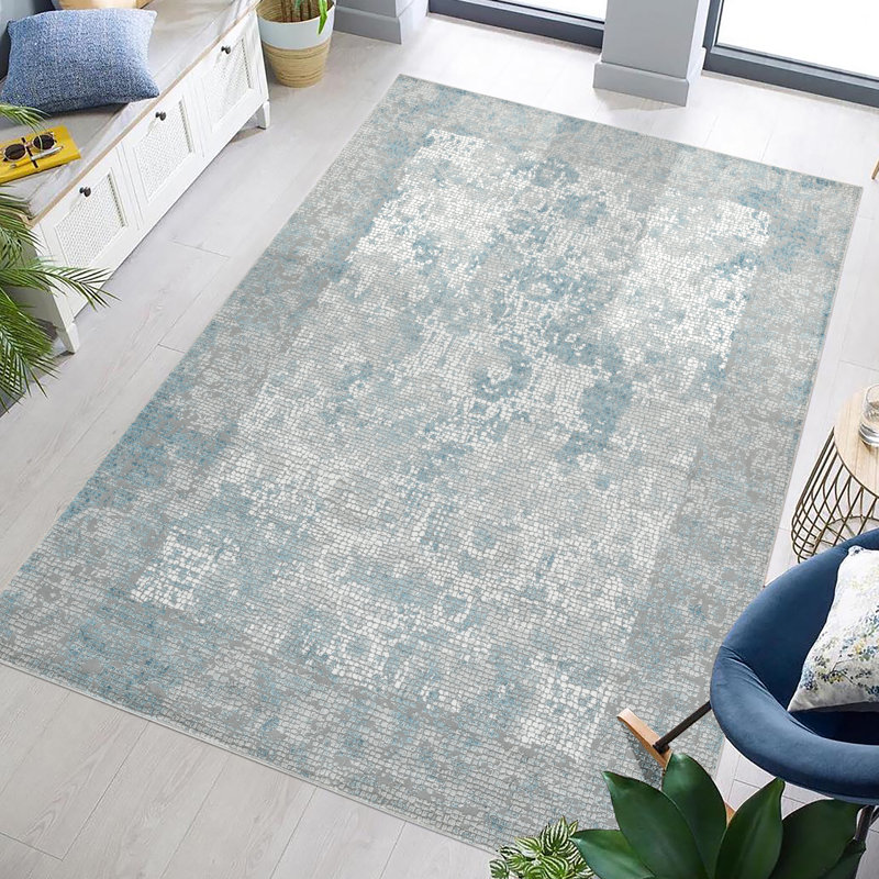 Tapis gris / bleu Brazell, Rectangle 4 pi 1 po x 6 pi