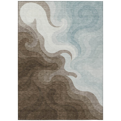 Machine Washable Indoor/Outdoor Chantille ACN2468 Abstract Rug