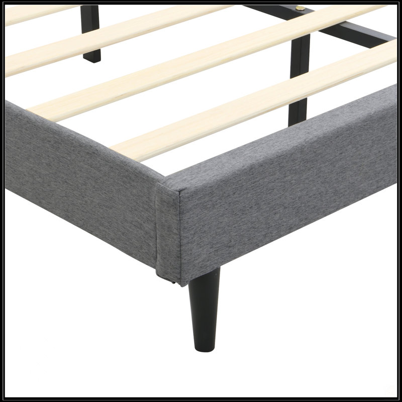 Grand lit plateforme tapissier, Gris foncé
