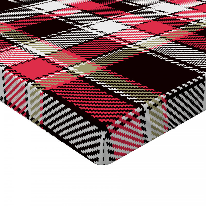 Microfiber Plaid Fitted Sheet, Full Fitted Sheet, Black/Red Plaid 5