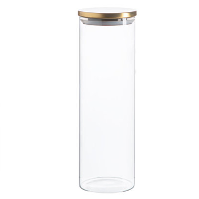 Argon Tableware - Glass Scandi Storage Jar with Metal Lid