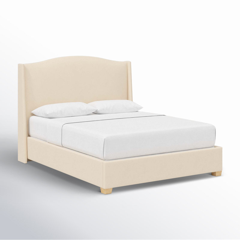 Allis Upholstered Wingback Bed, Queen, Classic Pearl Performance Velvet