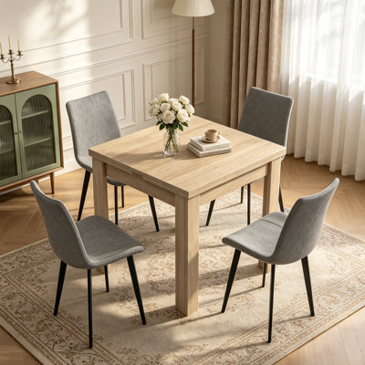 Aurik 5-piece Extendable Dining Table Set For 4,31.5"-62.9" Rectangle Drop Leaf Kitchen Table With 4 Upholstered Dining Chairs