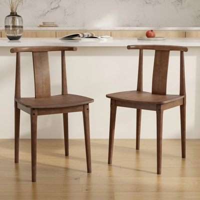 Farmhouse Wood Dining Chairs With Curved Back