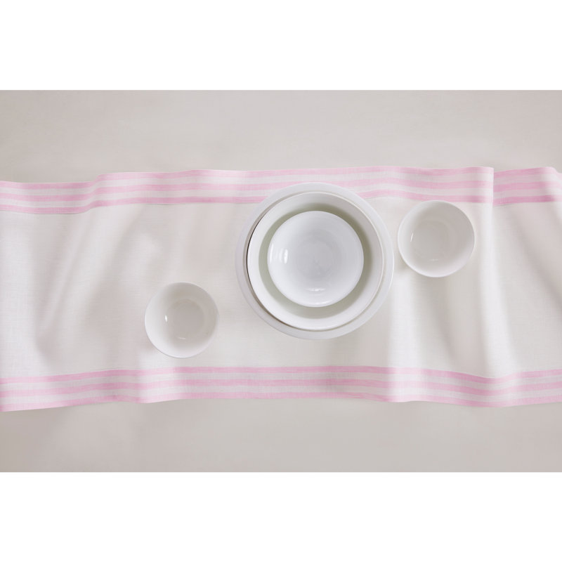 Mila - 100% Pure Linen Table Runner, 90" x 14", Cherry Blossom