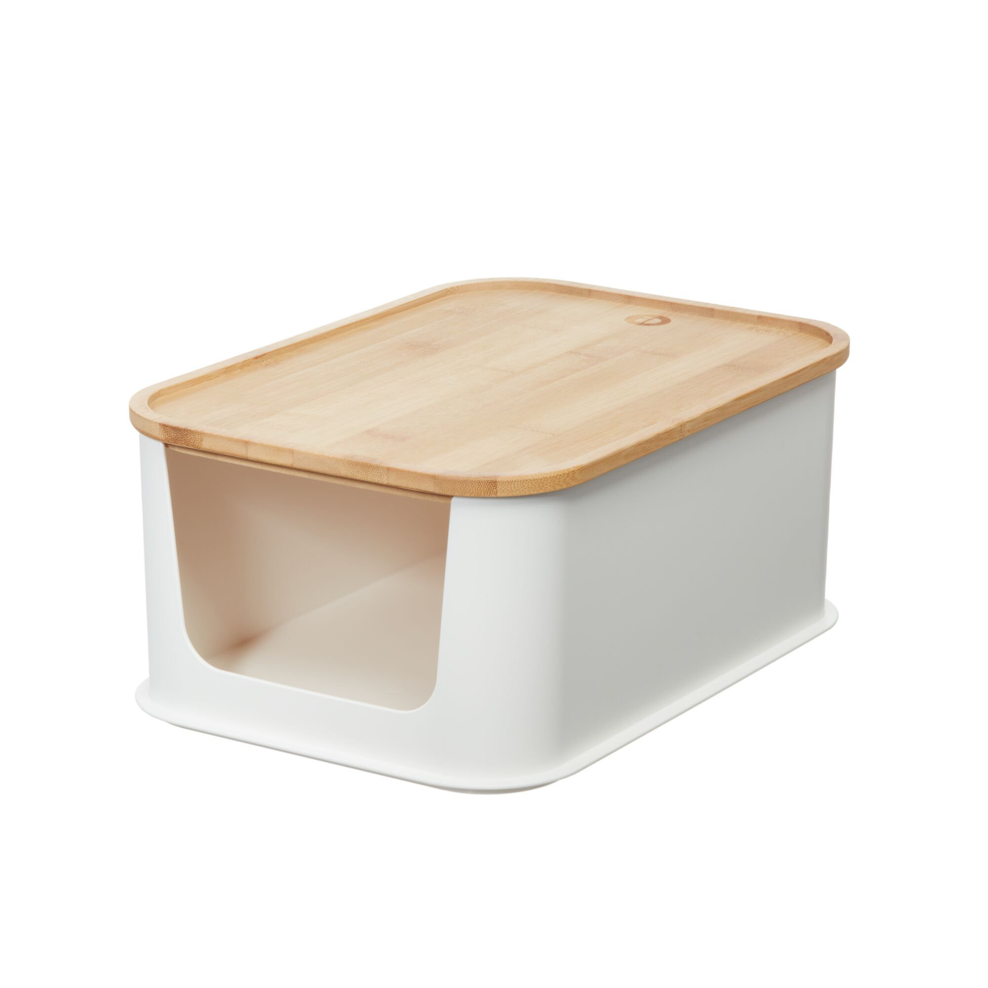 Oloran Open Front Recycled Plastic Bin with Bamboo Lid