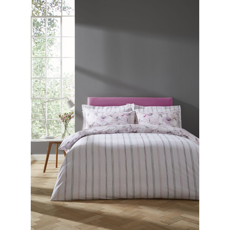 Arctic Poppy Cotton Print Duvet Cover Set, Double Duvet Cover + 2 Pillowcases, Blush