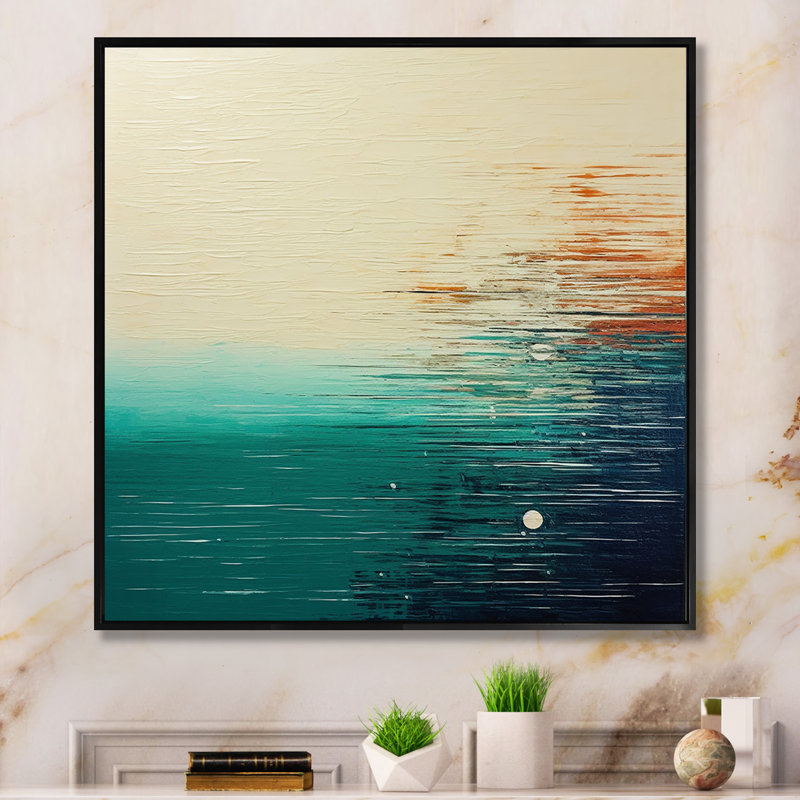 «Minimalistic Essence Beach II - Minimalisme», art mural, Cadre simple noir, H 30 po x l 30 po x P 1,5 po