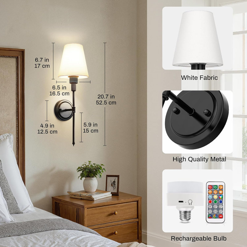 Applique murale RVB, Noir mat, H 20,7 po x l 6,5 po x P 6,5 po