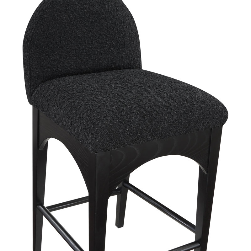 Tabouret de comptoir Waldorf, Noir, noir, noir, noir, Bouclé noir
