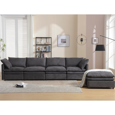 [ PACKAGING NEW UPGRADE]   [VIDEO PROVIDED]Modern U-Shaped Sectional Sofa ,5-Seat  Sofa ,Sleeper Sofa Couch With Chaise Lounge For Living Room,Apartment,Upholstered,Polyester,New Upgrade,Dark Gray
