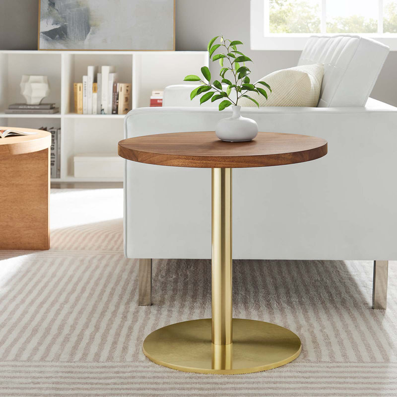 Table de bout Modway Viva, Chêne clair / laiton doré