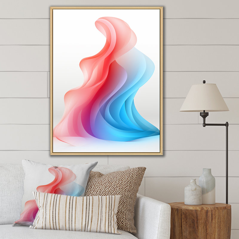 «Blue Pink Colorful Pastel Waves - Abstract Shape», impressions d'art mural, Cadre naturel flottant