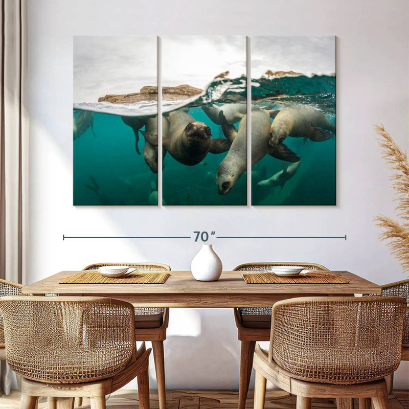 Brampt Swimming Sea Lions, 42" H x 65" W
