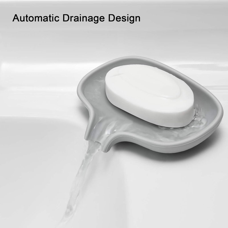 Paquet de 2 porte-savon en silicone avec plateau de drainage