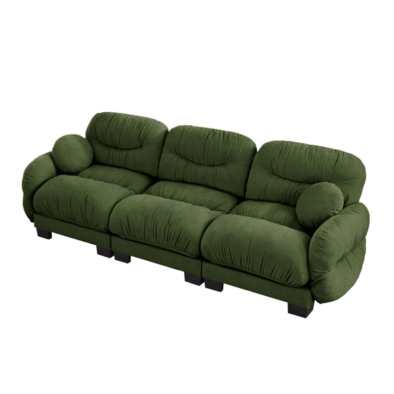 Pleated Design Cozy Chenille Fabric Modular Sofa, H 36,2 po x l 116,1 po x P 34,2 po, Vert