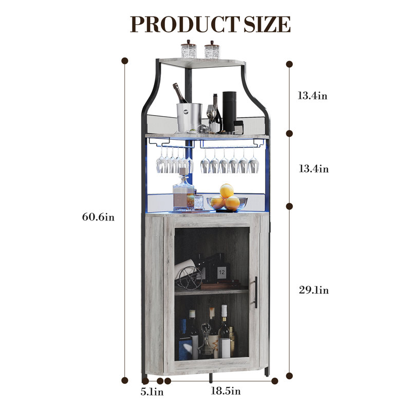 Cabinet/Enclosed Storage Wine Bottle Rack, Grey