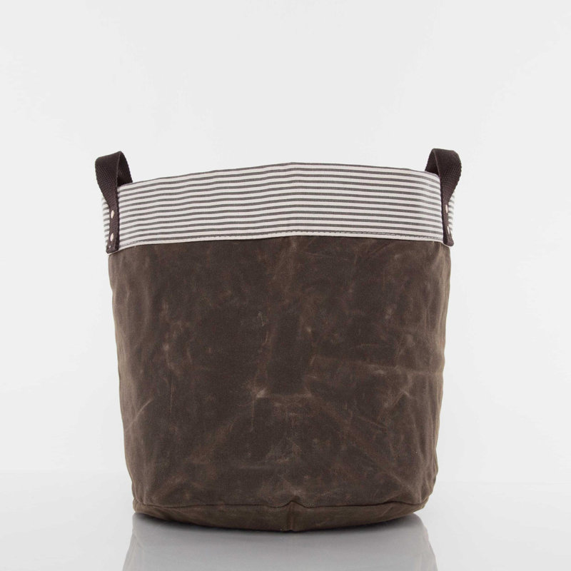 Bac de rangement en tissu ciré, Petit, Olive