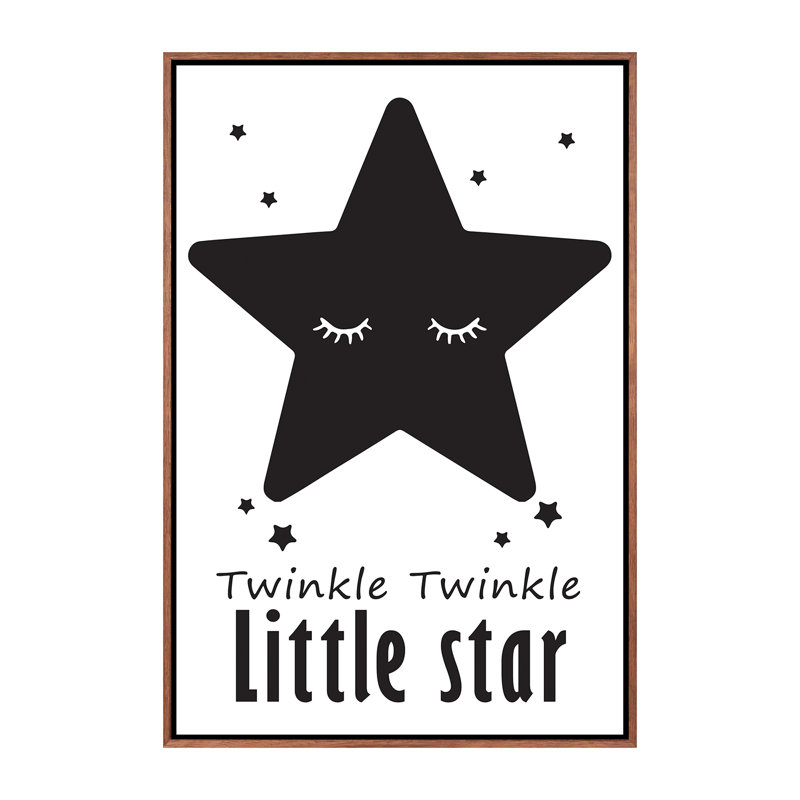 Twinkle Little Star - impression d'art graphique, H 60 po x l 40po x P 1,5 po, Toile avec cadre brun, Pas de tapis