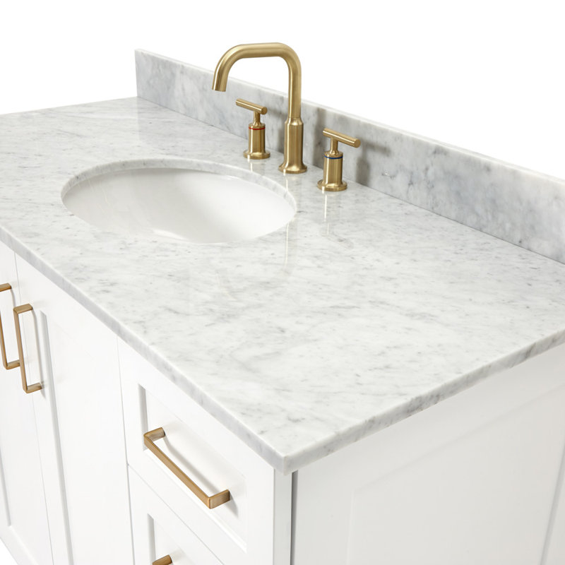 ARIEL TAYLOR 61 IN SINGLE RECTANGLE SINK VANITY, White, Oval, 67"