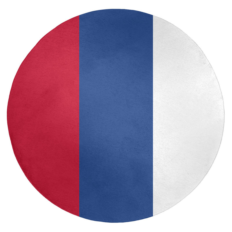 Tapis rouge/bleu rayé, Rond 5 pi