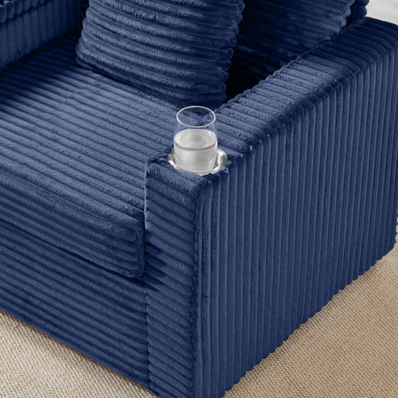 Canapé confortable moelleux en velours côtelé, Bleu