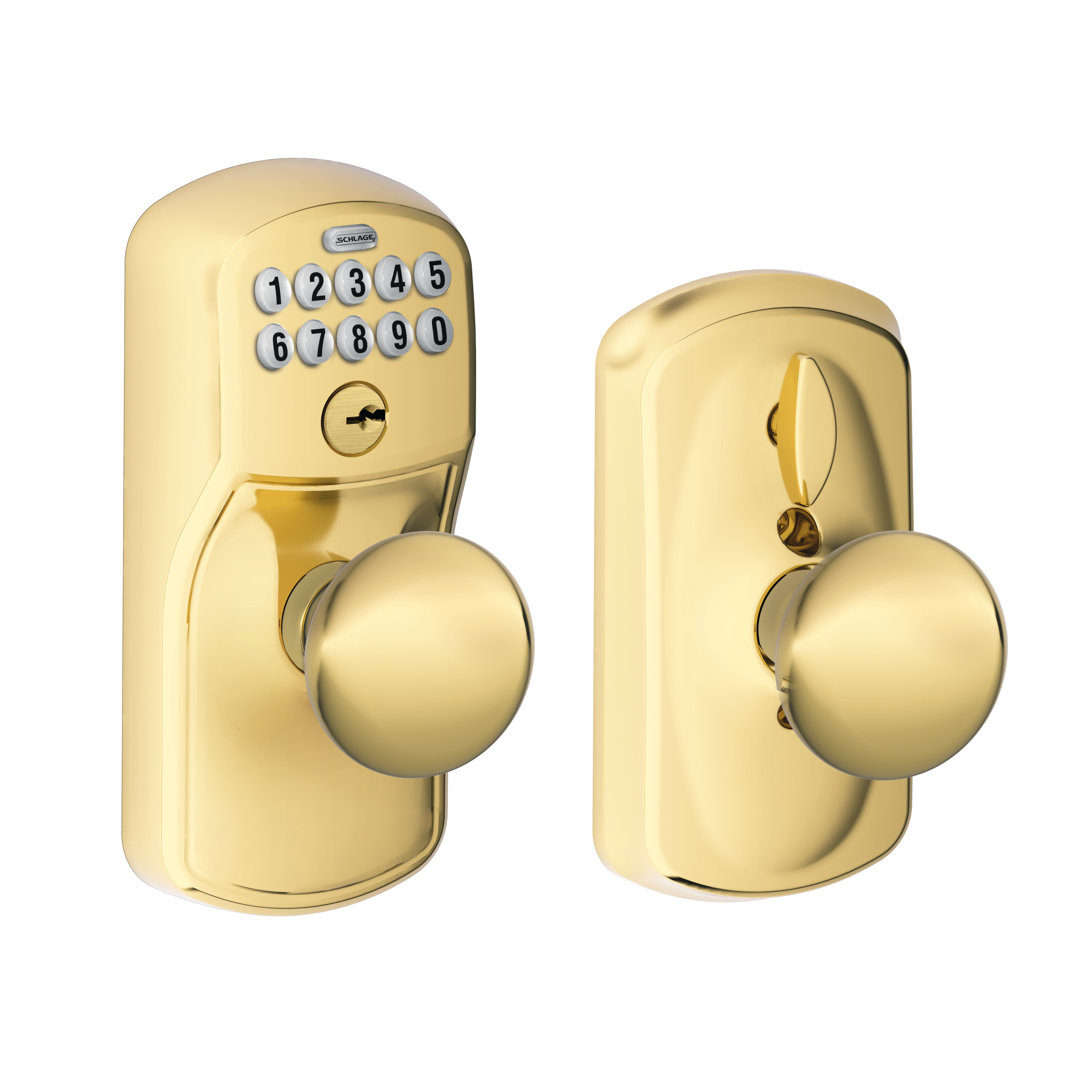 Keypad Electronic Door Knob with Plymouth Trim and Plymouth Knob Schlage 