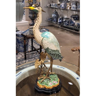 Figurine en porcelaine héron avec bronze Ormolu
