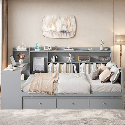 Wooden Daybed With 3 Drawers, Usb Ports And Desk by Red Barrel Studio