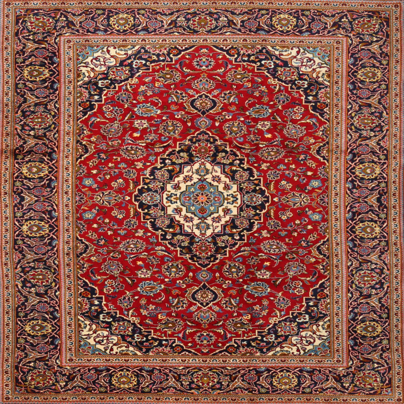 Tapis oriental beige / rouge / orange Anil, Carré 6 pi