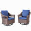 Ensemble de 2 chaises à bascule pivotantes en osier pour l'extérieur avec coussins bleus