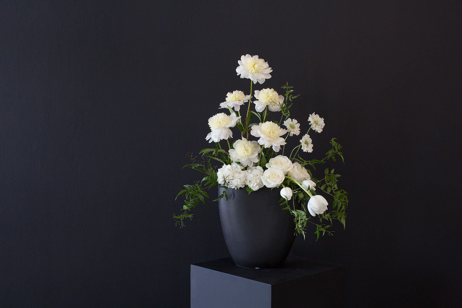 Elma Handmade Ceramic Table Vase, Black, 16" H x 15.75" W x 5.25" D