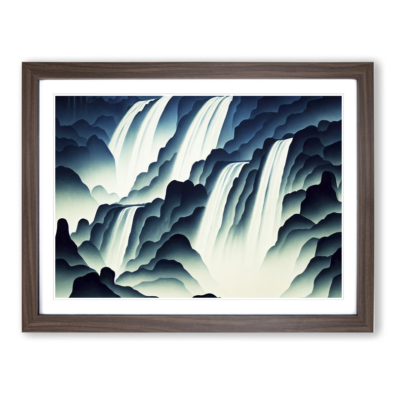 Gorgeous Waterfall - Single Picture Frame Print, 46cm H x 64cm W x 2cm D, Walnut Framed