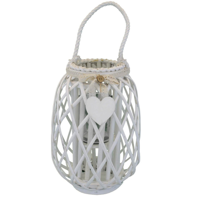 Glass Wall Lantern, White, 56cm H x 30cm W x 30cm D