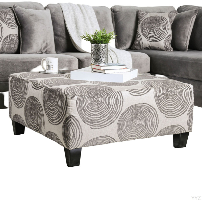 Repose-pieds carré surdimensionné de style transitionnel, Gris