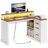 47.2" L-Shaped Executive Desk Computer Desk with Charging Station and Light, Home Office Gaming Desk with Drawers and Monitor Stand