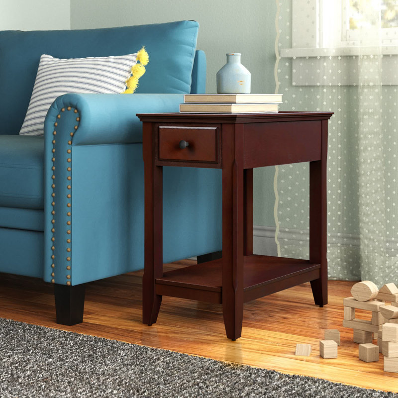 Bhairavi Transitional Wooden Rectangular End Table with Storage, 23" H x 13" W x 22" D, Espresso