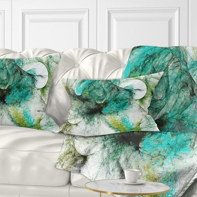Coussin Wings of Angels, 16 po x 1 po, Vert / Gris, Carré