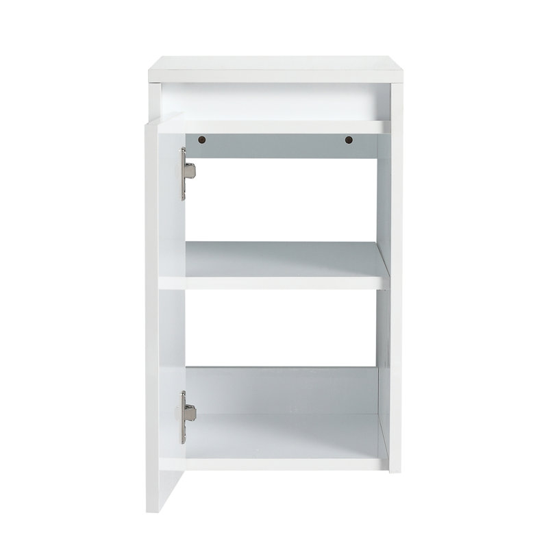 12" Bathroom Side Cabinet, Soft Close Doors, Float Mounting Design, Glossy White