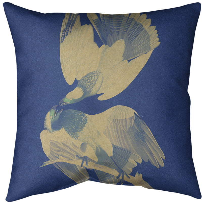Coussin décoratif d’oreiller brasilian caracara eagle, 20 po x 20 po, Bleu royal / blanc cassé, Sergé de coton