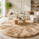Tapis rond moelleux, tapis à poils longs pelucheux doux pour le balcon de la chambre à coucher, tapis moelleux pour la décoration intérieure, tapis décoratif antidérapant confortable.
