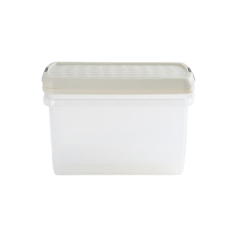 Wham Clip 3x 7L Rectangular Plastic Storage Boxes with Secure Clip Lock Lids. L:39 x W:24 x H:10.5cm Clear/Green Milieu/Stone