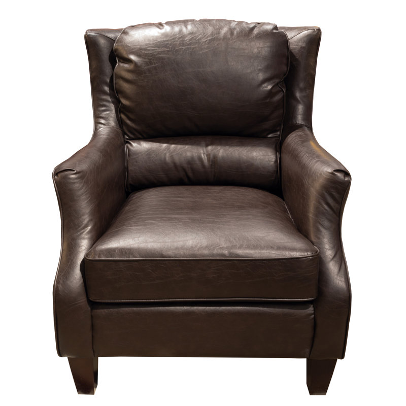 Avonelle Faux Leather Armchair, Espresso Brown Faux Leather