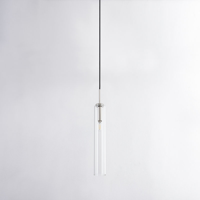 Luminaire suspendu 1 lumière Nyah, Nickel poli, H 22,25 po x l 3 po x P 3 po