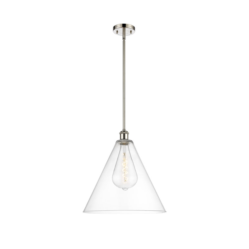 Luminaire suspendu sphérique à 1 lumière Allean, H 49,75 po x l 16 po x P 16 po, Transparent, Nickel poli