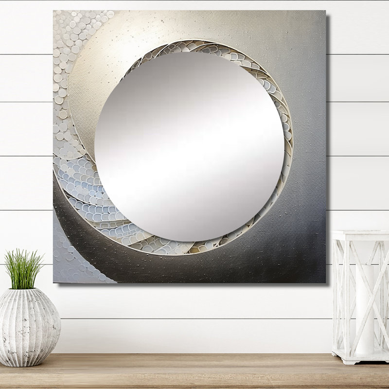 Rochers - Nautilus, art mural miroir carré pour salle de bain, 23 po x 23 po