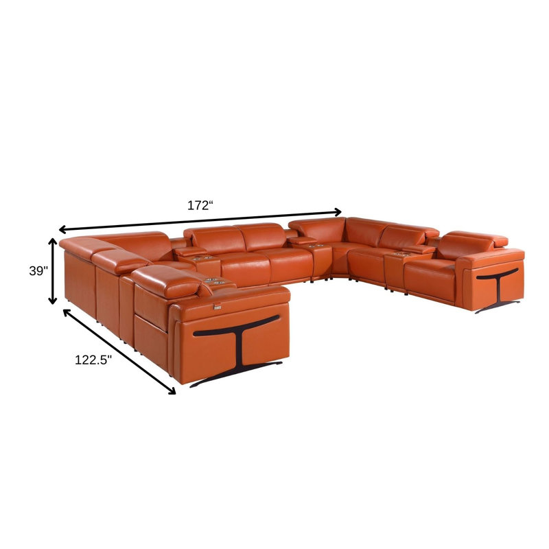 Canapé modulaire inclinable électrique en U Camel, 39" H x 172" W x 122.5" D