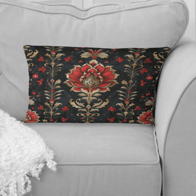Red Black Damask Beauty - Damask Pillow